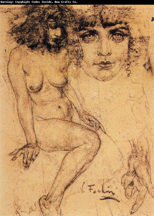 Nikolay Fechin Nude Face and hands